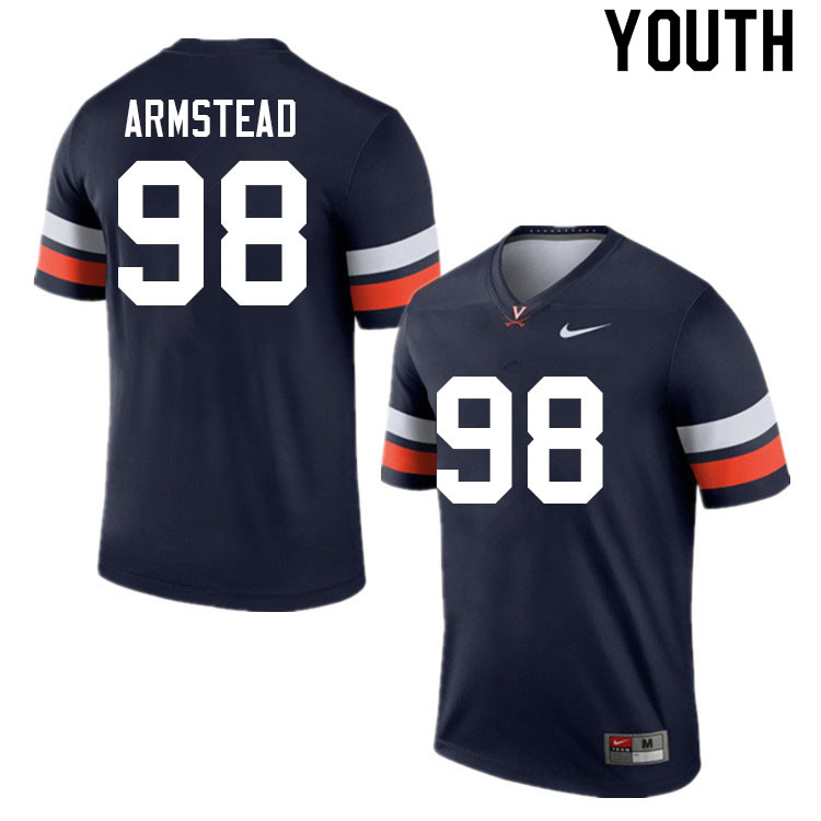 Youth #98 Iraken Armstead Virginia Cavaliers College Football Jerseys Sale-Navy - Click Image to Close
